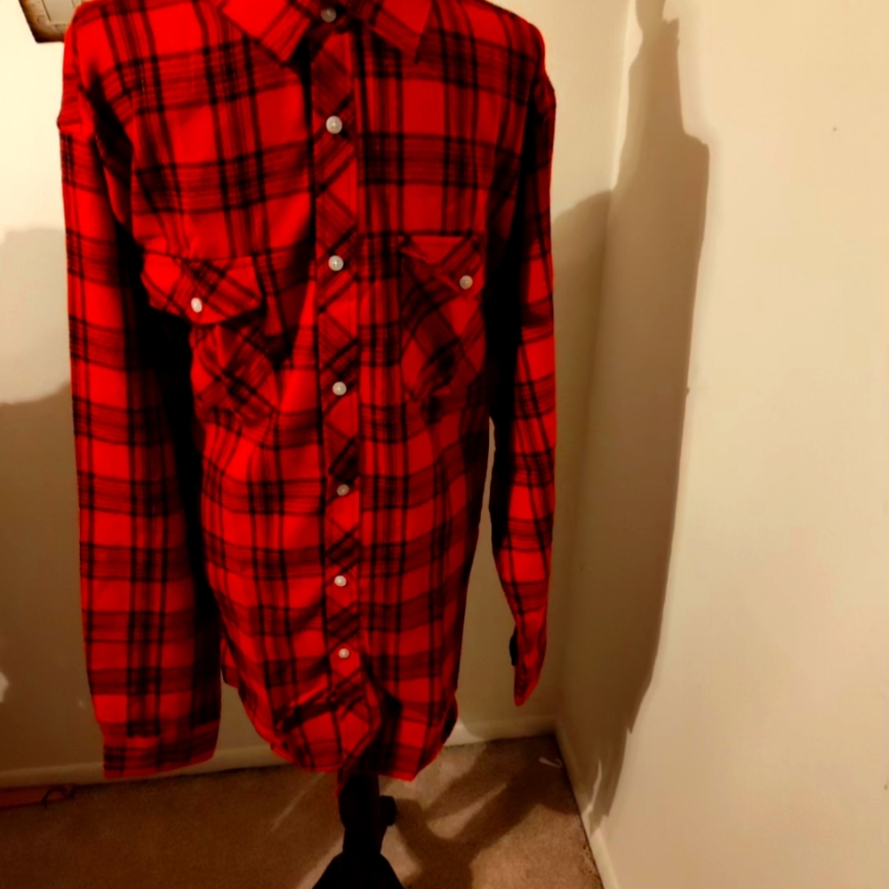 Men Red and Black plaid shirt